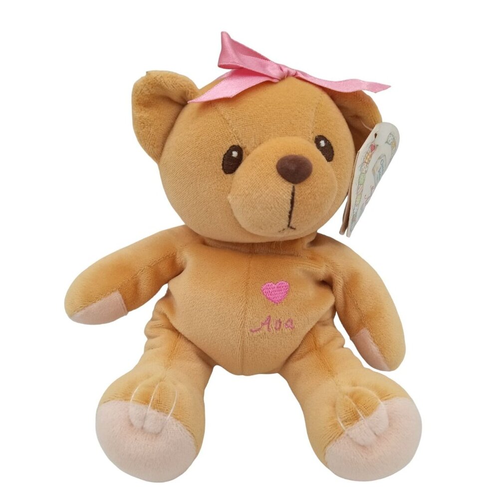 Ava Teddy Bear Cherished Teddies Sitting Plush Pink Ribbon Enesco 8 Inch 597317